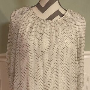 Viola Borghi made in Italy. Chic White Polka Dot Blouse